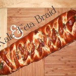 Kale and Feta Braid with pine nuts and caramelized red onion